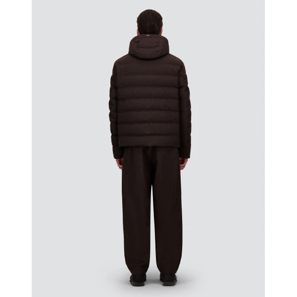 Herno Flannel Trousers with Water-Repellent Coating in Dark Brown | Men's Trousers | Luxury Shoes 