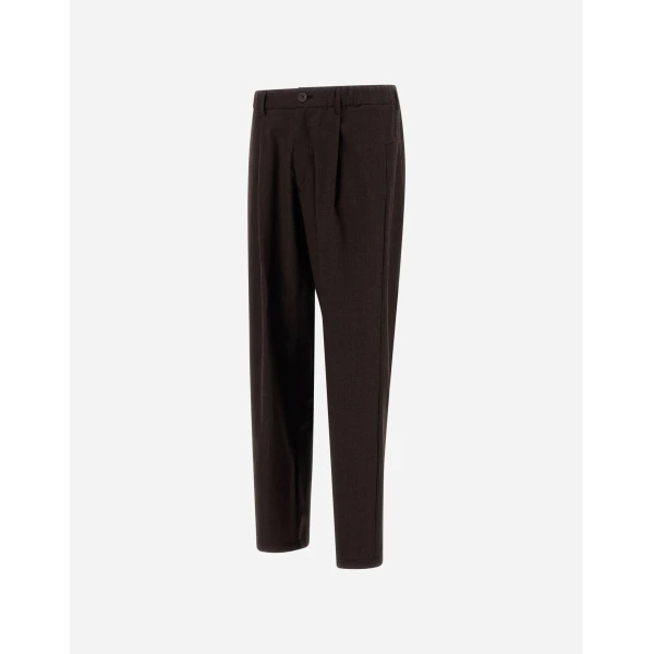 Herno Flannel Trousers with Water-Repellent Coating in Dark Brown | Men's Trousers | Luxury Shoes 