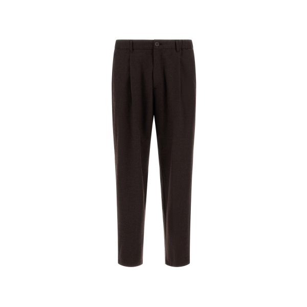 Herno Flannel Trousers with Water-Repellent Coating in Dark Brown | Men's Trousers | Luxury Shoes 