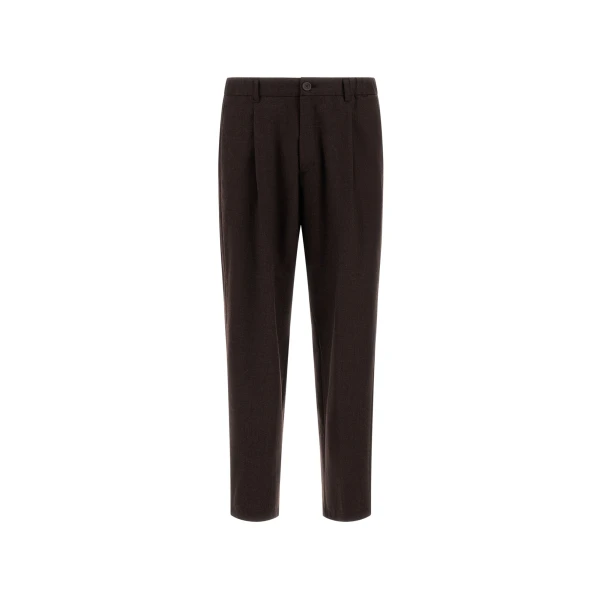 Herno Flannel Trousers with Water-Repellent Coating in Dark Brown | Men's Trousers | Luxury Shoes 