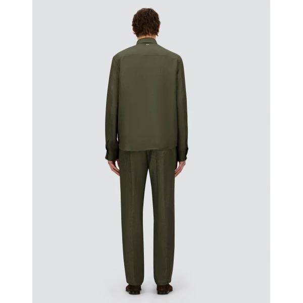 Herno Green Resort Overshirt in Fade-Effect Linen | Men's Jackets | Luxury Shoes 