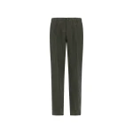 Herno Green Resort Trousers in Fade-Effect Linen with Tropical Print | Men's Trousers | Luxury Shoes 