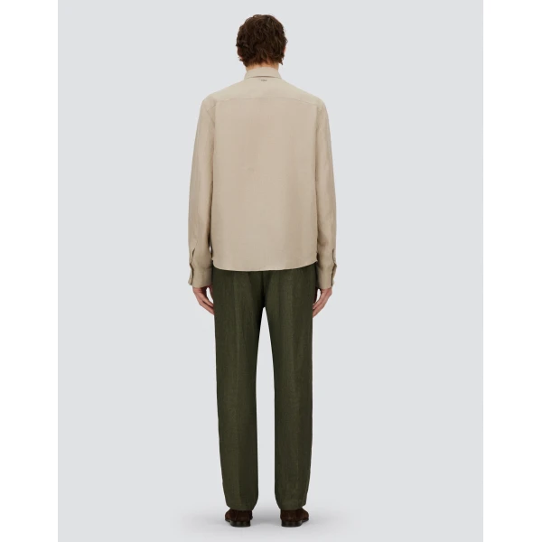 Herno Green Resort Trousers in Fade-Effect Linen with Tropical Print | Men's Trousers | Luxury Shoes 
