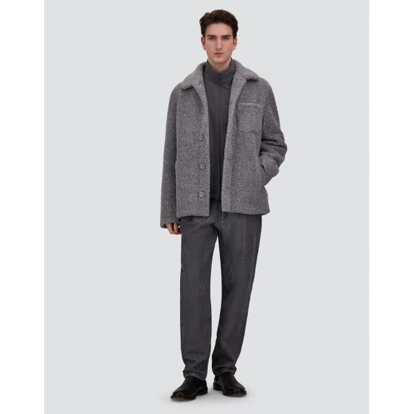 Herno Grey Bomber Jacket in Cool Stretch Wool | Men's Jackets | Luxury Shoes 