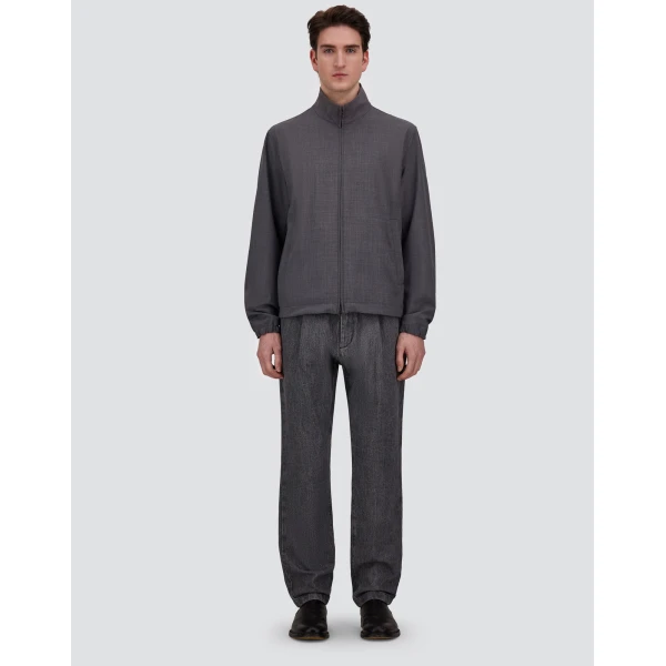 Herno Grey Bomber Jacket in Cool Stretch Wool | Men's Jackets | Luxury Shoes 