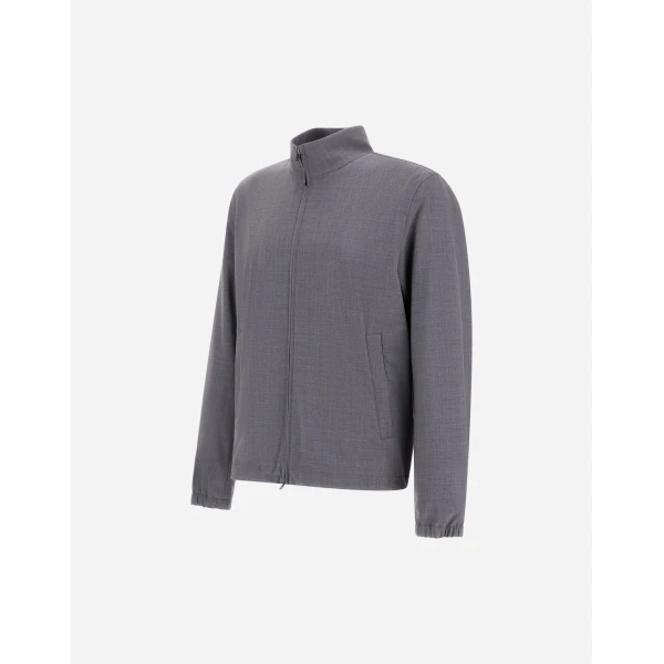 Herno Grey Bomber Jacket in Cool Stretch Wool | Men's Jackets | Luxury Shoes 