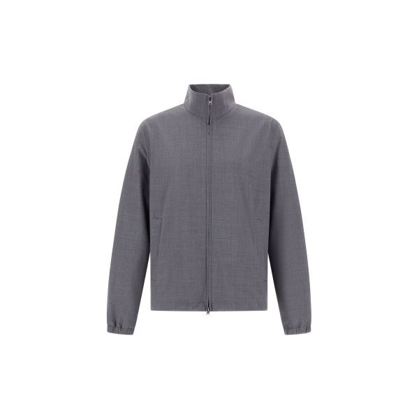 Herno Grey Bomber Jacket in Cool Stretch Wool | Men's Jackets | Luxury Shoes 