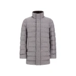 Herno Grey Carcoat in Cashmere, Silk and Monogram | Men's Coats | Luxury Shoes 