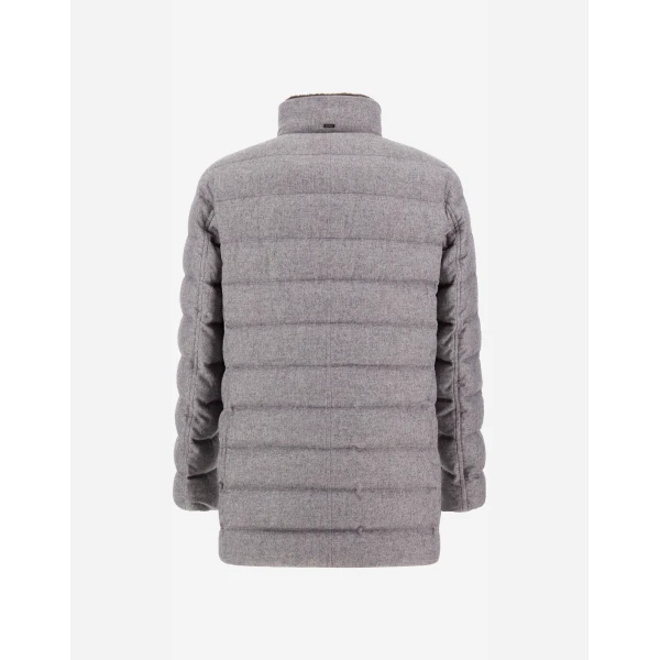 Herno Grey Carcoat in Cashmere, Silk and Monogram | Men's Coats | Luxury Shoes 