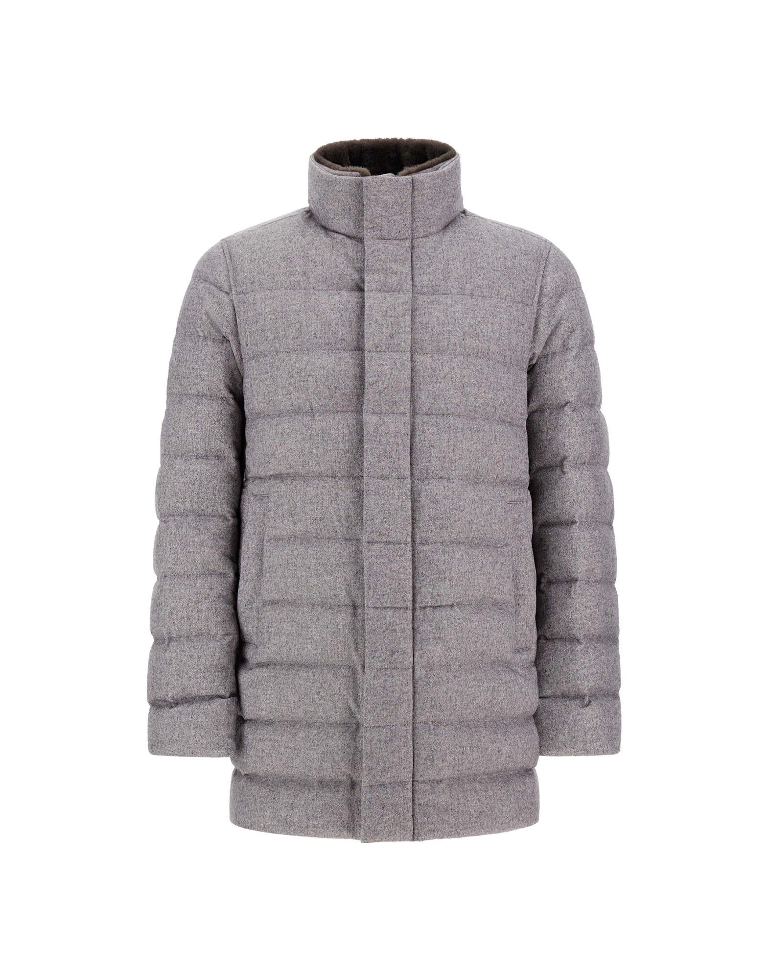 Herno Grey Carcoat in Cashmere, Silk and Monogram Herno Grey Carcoat in Cashmere, Silk and Monogram | Men's Coats | Luxury Shoes