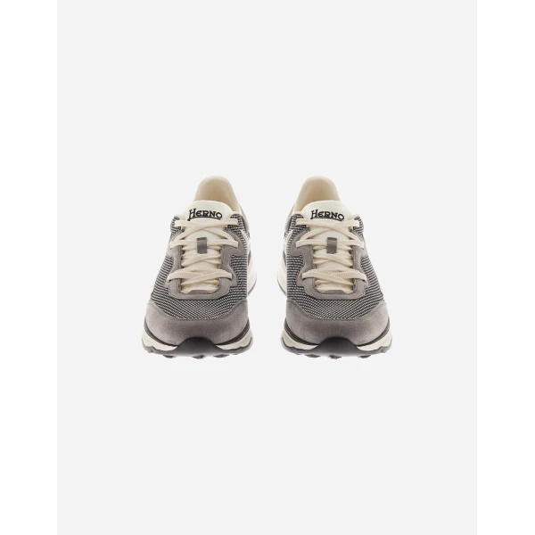 Herno Grey Maggiore Trainers in Suede and Mesh | Men's Sneakers | Luxury Shoes 