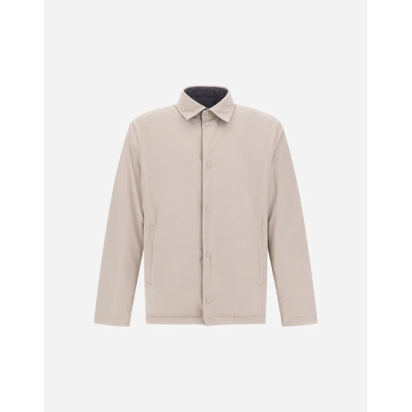 Herno Grey Reversible Shacket in Cool Stretch Wool and Stretch Nylon | Men's Jackets | Luxury Shoes 