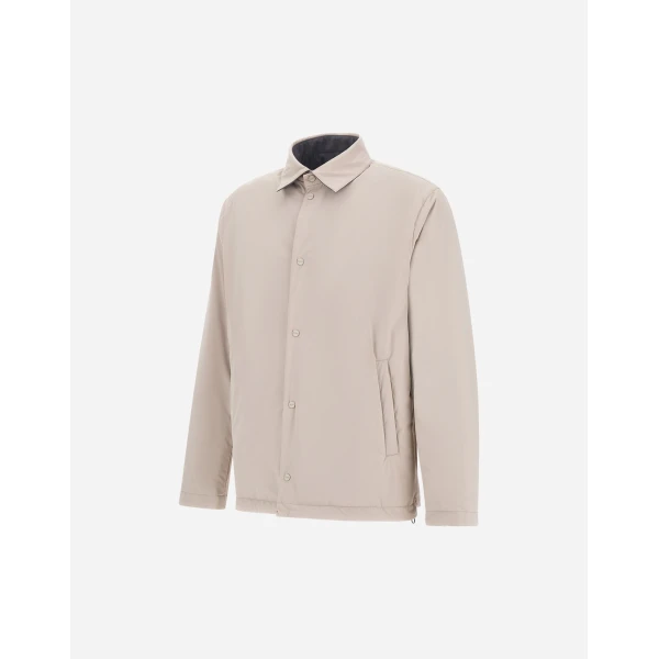 Herno Grey Reversible Shacket in Cool Stretch Wool and Stretch Nylon | Men's Jackets | Luxury Shoes 