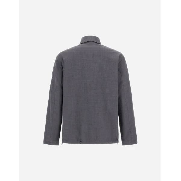 Herno Grey Reversible Shacket in Cool Stretch Wool and Stretch Nylon | Men's Jackets | Luxury Shoes 