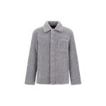 Herno Grey Shacket in Melange Teddy | Men's Coats | Luxury Shoes 