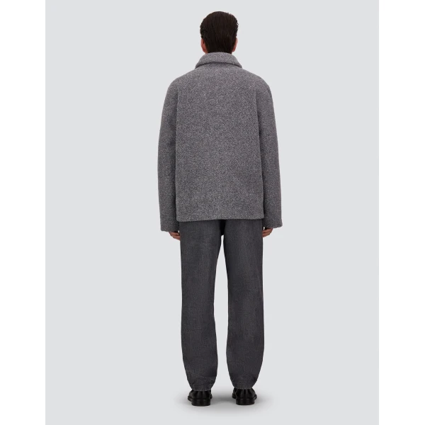 Herno Grey Shacket in Melange Teddy | Men's Coats | Luxury Shoes 