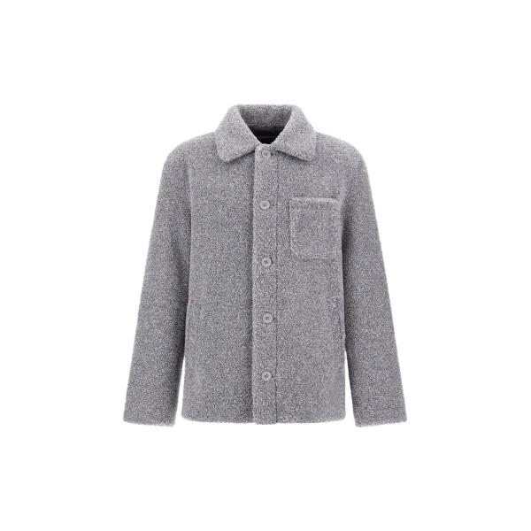 Grey Shacket in Melange Teddy