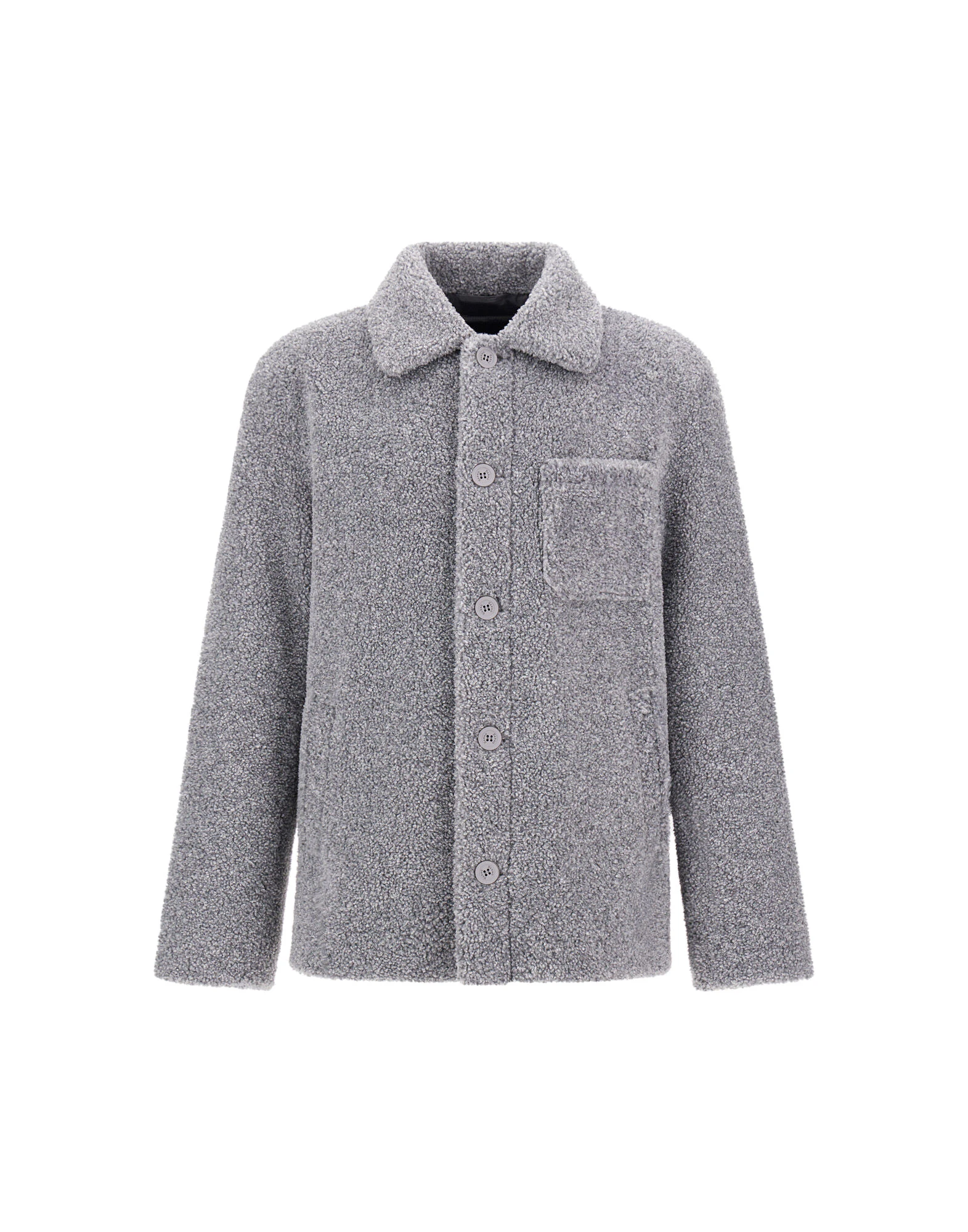 Herno Grey Shacket in Melange Teddy Herno Grey Shacket in Melange Teddy | Men's Coats | Luxury Shoes