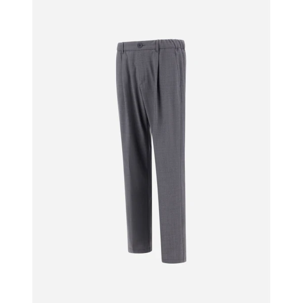 Herno Grey Trousers in Light Stretch Wooly | Men's Trousers | Luxury Shoes 