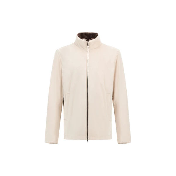 Herno Ice Resort Bomber Jacket in Suede-Effect Microfibre and Light Faux Fur | Men's Jackets | Luxury Shoes 