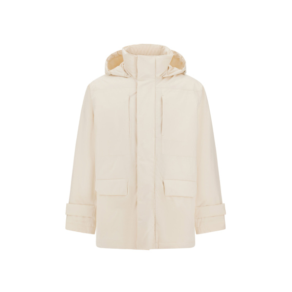 Herno Ivory Hooded Parka in 2 Layers Windstopper | Men's Coats | Luxury Shoes 