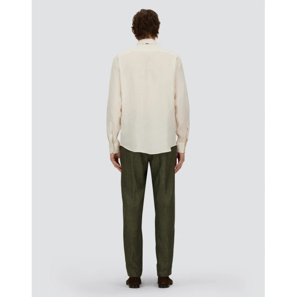 Herno Ivory Resort Shirt in Pure Linen Canvas | Men's Shirts | Luxury Shoes 