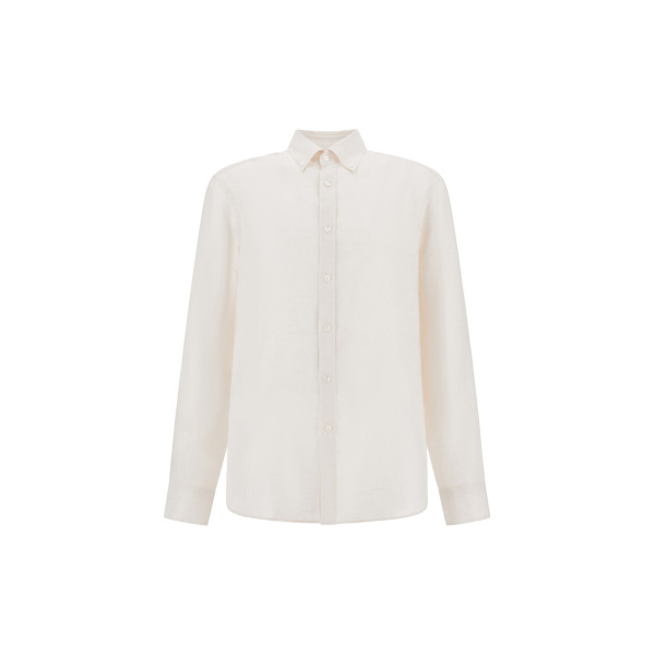 Herno Ivory Resort Shirt in Pure Linen Canvas | Men's Shirts | Luxury Shoes 