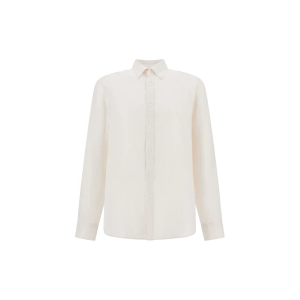 Herno Ivory Resort Shirt in Pure Linen Canvas | Men's Shirts | Luxury Shoes 