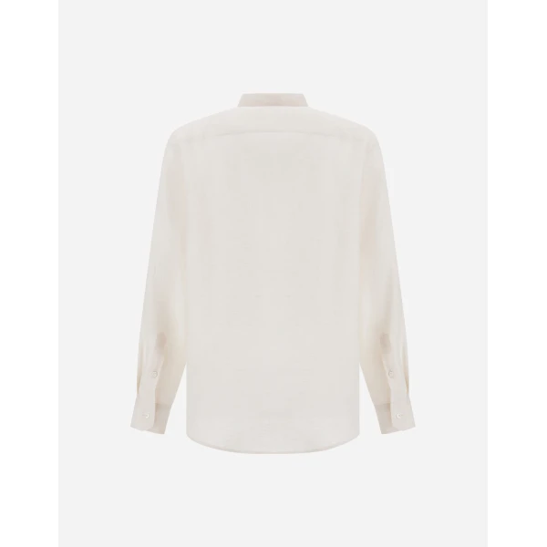 Herno Ivory Resort Shirt in Pure Linen Canvas | Men's Shirts | Luxury Shoes 