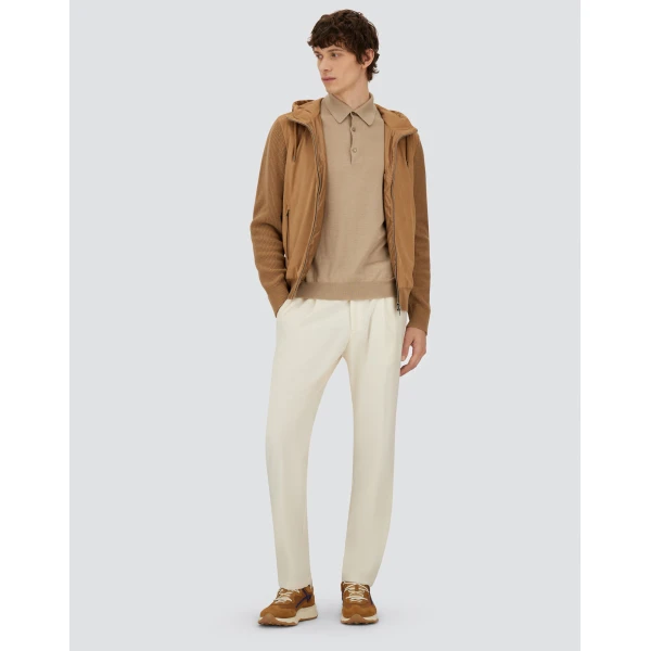 Herno Ivory Resort Trousers in Wool-Blend Melange Flannel | Men's Trousers | Luxury Shoes 