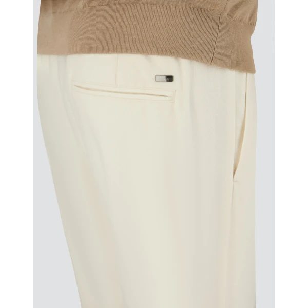 Herno Ivory Resort Trousers in Wool-Blend Melange Flannel | Men's Trousers | Luxury Shoes 