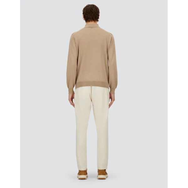 Herno Ivory Resort Trousers in Wool-Blend Melange Flannel | Men's Trousers | Luxury Shoes 