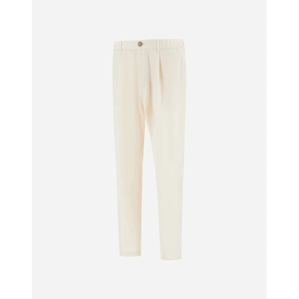 Herno Ivory Resort Trousers in Wool-Blend Melange Flannel | Men's Trousers | Luxury Shoes 