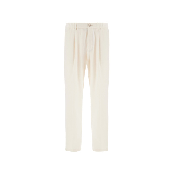 Herno Ivory Resort Trousers in Wool-Blend Melange Flannel | Men's Trousers | Luxury Shoes 
