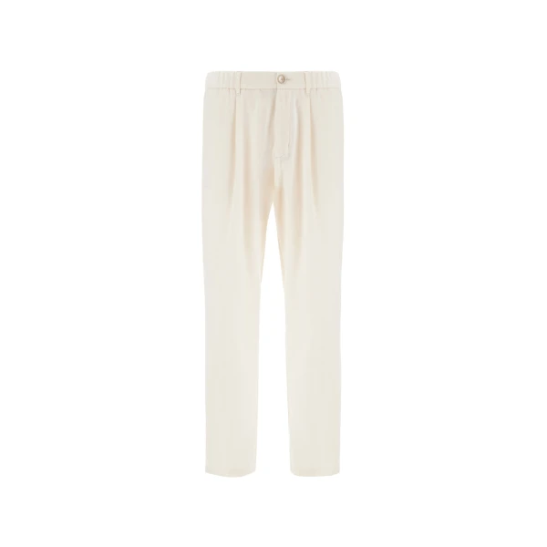 Herno Ivory Resort Trousers in Wool-Blend Melange Flannel | Men's Trousers | Luxury Shoes 