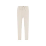 Herno Ivory Trousers in Cotton-Effect Stretch Fabric | Men's Trousers | Luxury Shoes 