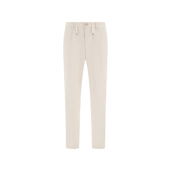 Herno Ivory Trousers in Cotton-Effect Stretch Fabric | Men's Trousers | Luxury Shoes 