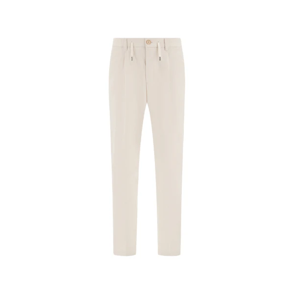 Herno Ivory Trousers in Cotton-Effect Stretch Fabric | Men's Trousers | Luxury Shoes 