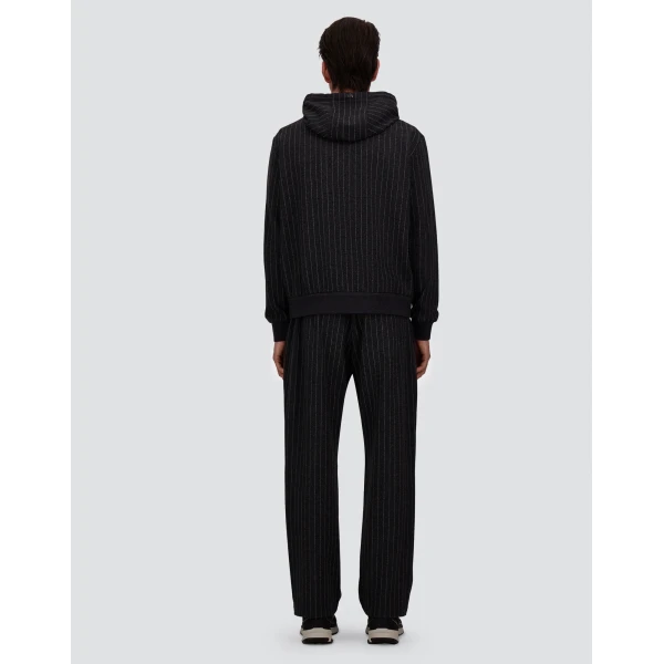Herno Jacquard Fabric Sweatshirt with Pinstripe Pattern in Iron | Men's Sweatshirts | Luxury Shoes 