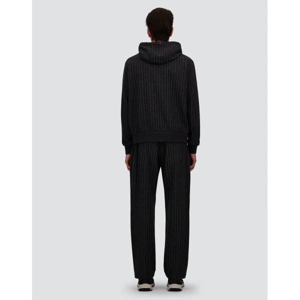 Herno Jacquard Fabric Trousers with Pinstripe Pattern in Iron | Men's Trousers | Luxury Shoes 