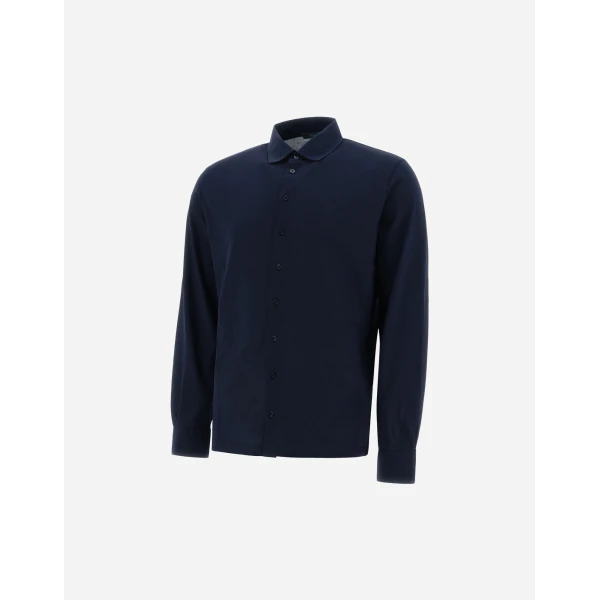 Herno Jersey Crepe Polo Shirt in Navy Blue | Men's T-Shirts and Polos | Luxury Shoes 