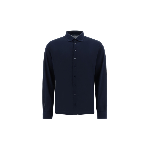 Herno Jersey Crepe Polo Shirt in Navy Blue | Men's T-Shirts and Polos | Luxury Shoes 