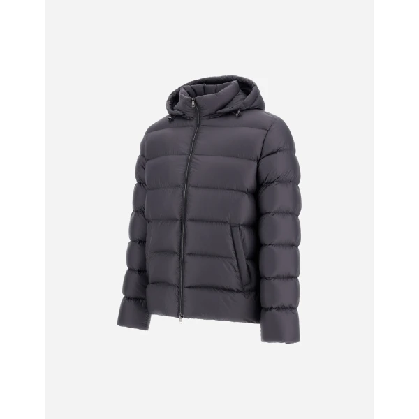Herno La Giacca Hooded Down Jacket in Anthracite | Men's Jackets | Luxury Shoes 