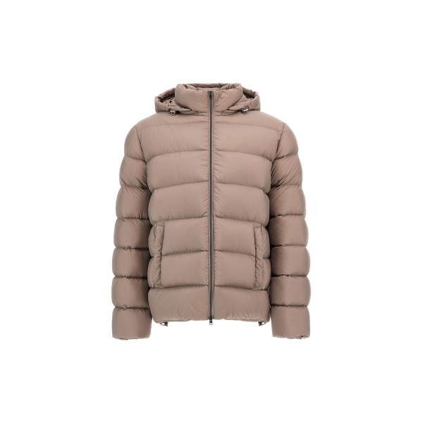 Herno La Giacca Hooded Down Jacket in Light Taupe | Men's Jackets | Luxury Shoes 
