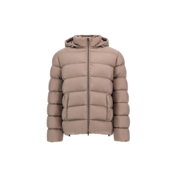 Herno La Giacca Hooded Down Jacket in Light Taupe | Men's Jackets | Luxury Shoes 