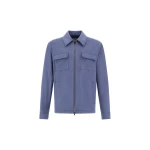 Herno Light Blue Resort Overshirt in Suede-Effect Microfibre | Men's Jackets | Luxury Shoes 