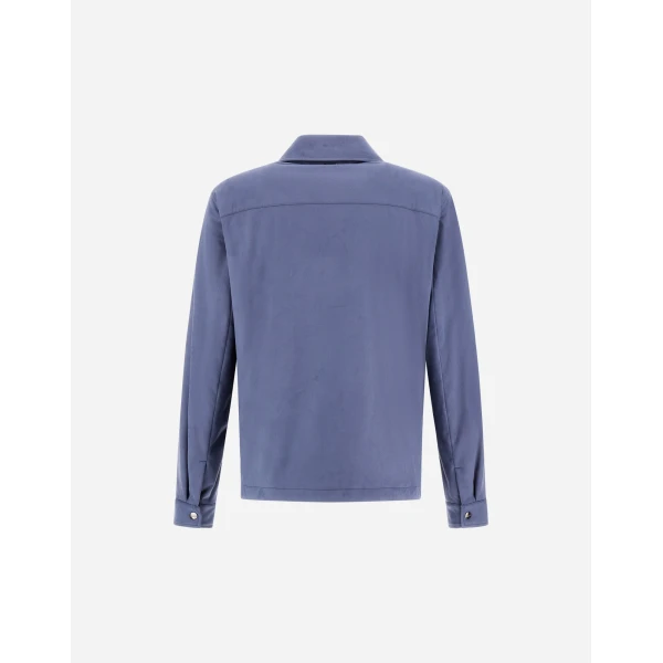 Herno Light Blue Resort Overshirt in Suede-Effect Microfibre | Men's Jackets | Luxury Shoes 