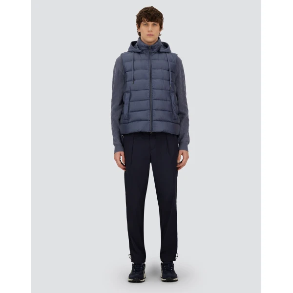 Herno Light Blue Resort Vest in Ultralight Nylon and Suede-Effect Microfibre | Men's Jackets | Luxury Shoes 
