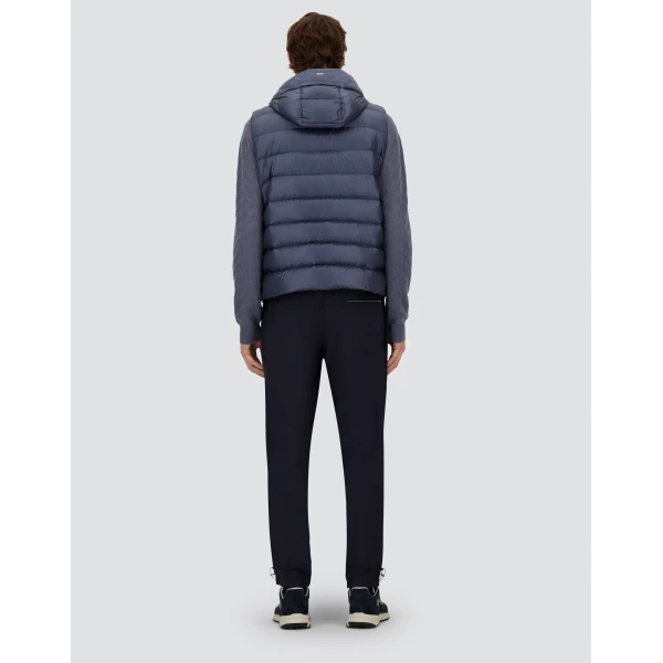 Herno Light Blue Resort Vest in Ultralight Nylon and Suede-Effect Microfibre | Men's Jackets | Luxury Shoes 