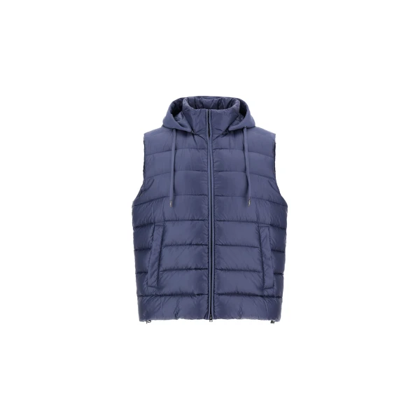 Herno Light Blue Resort Vest in Ultralight Nylon and Suede-Effect Microfibre | Men's Jackets | Luxury Shoes 